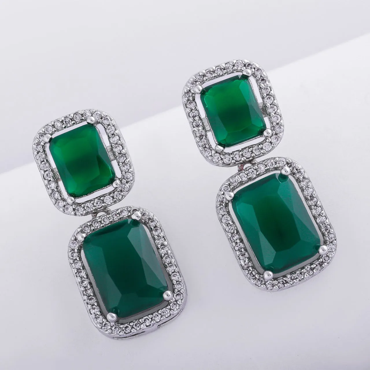 Gift Aster Green emerald stones Earrings