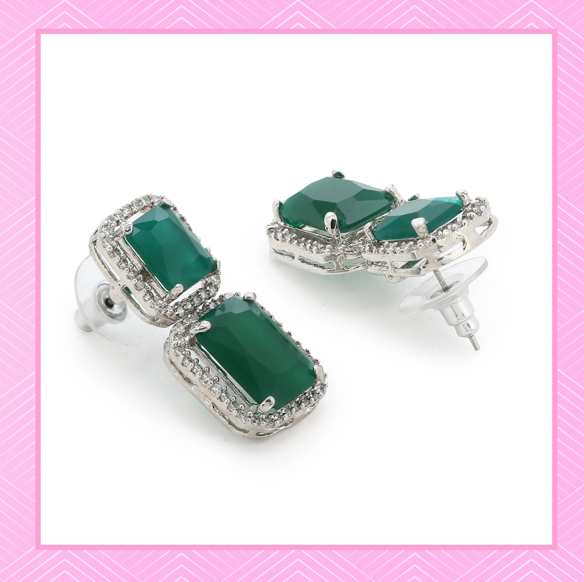 Gift Aster Green emerald stones Earrings