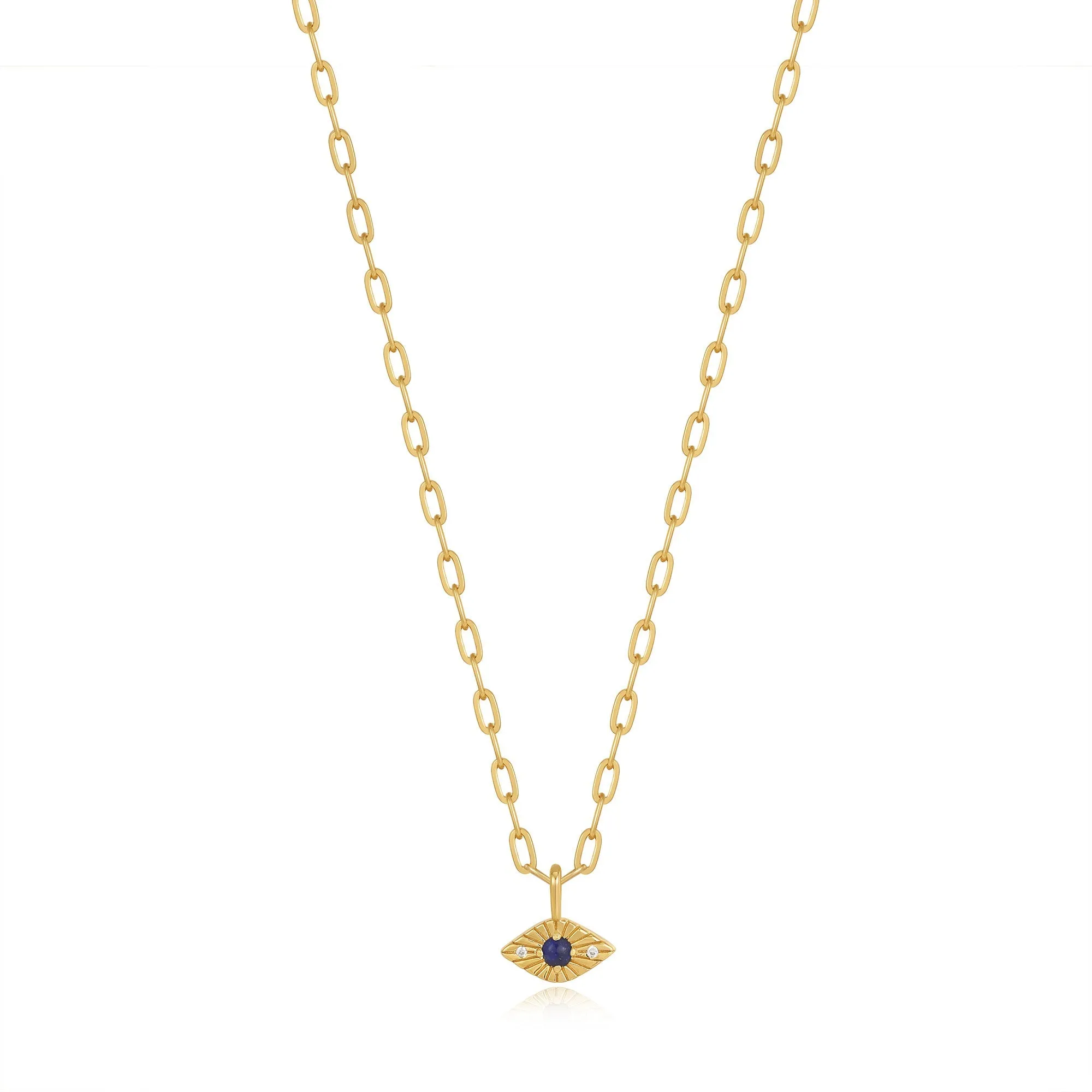 Gold Lapis Evil Eye Necklace