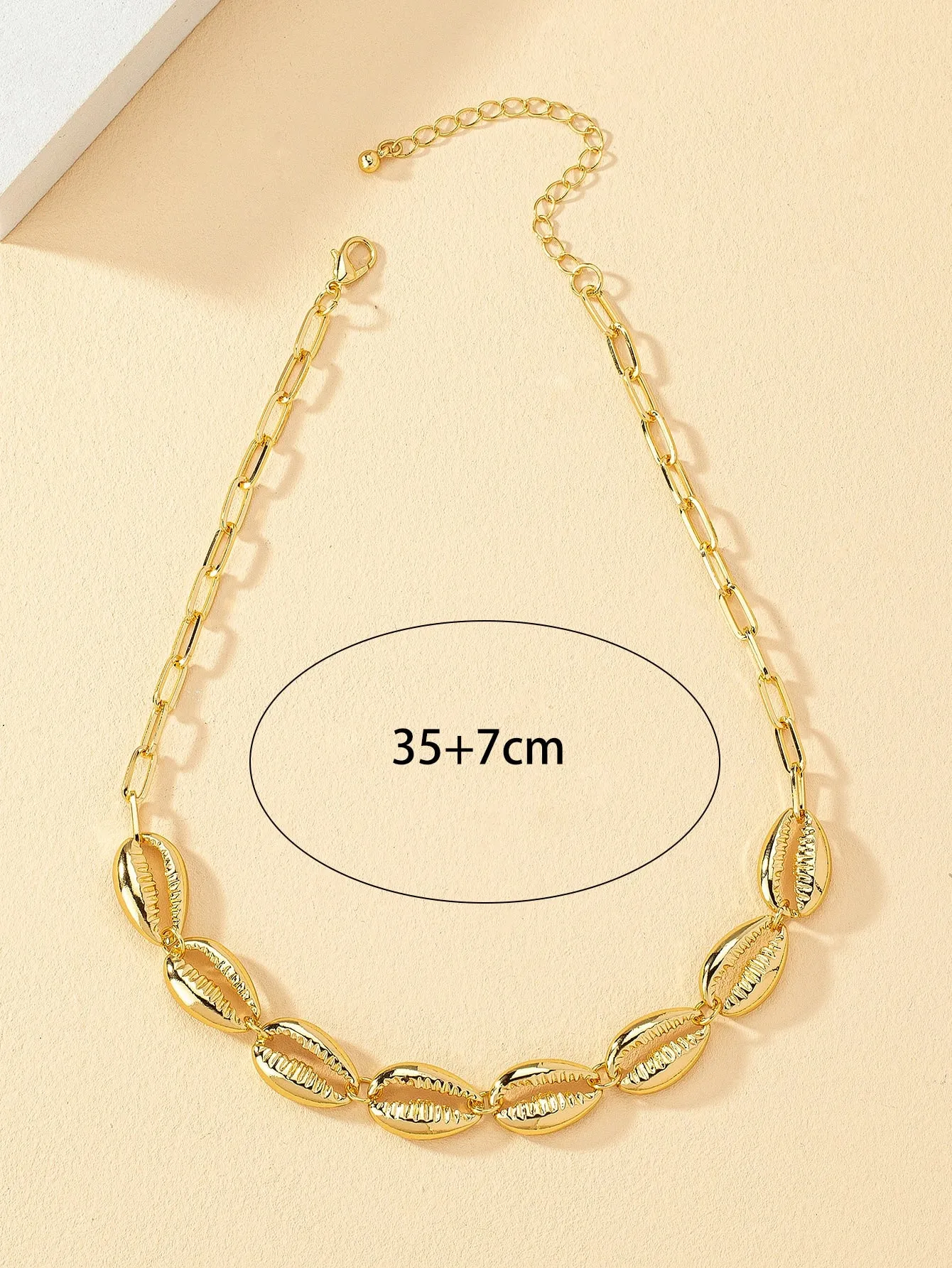 Gold-tone Shell Decor Choker Statement Necklace Modern Necklace