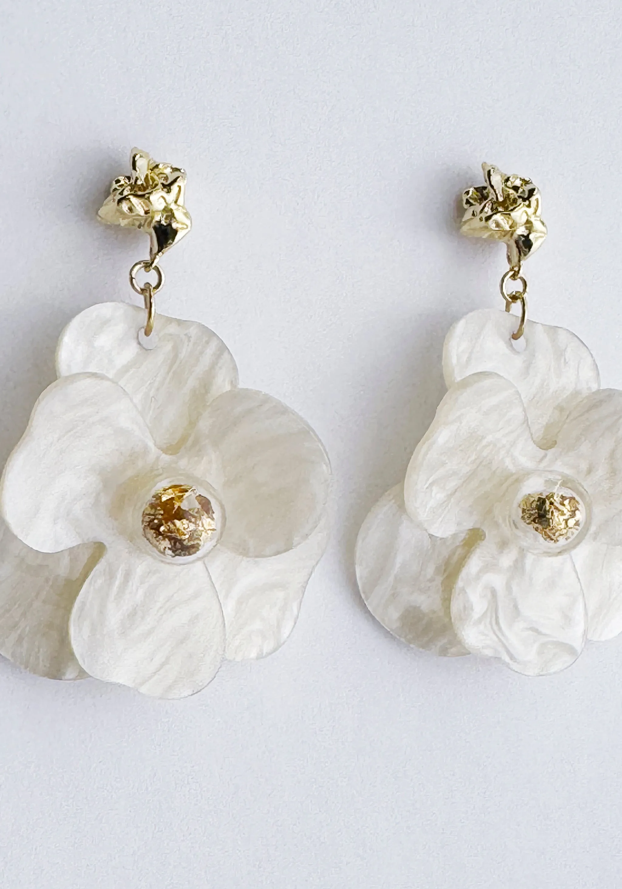 Golden Petal Drop Earrings