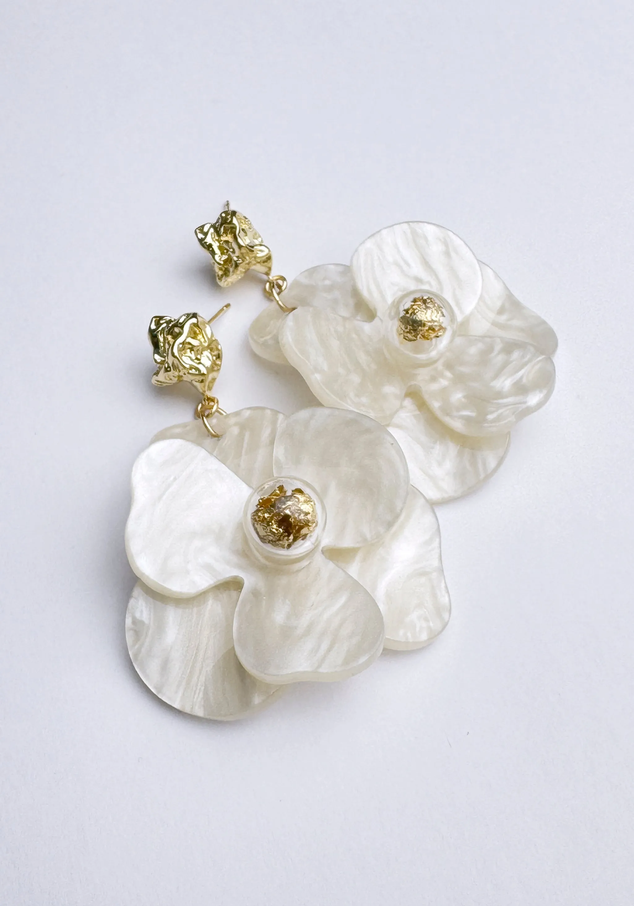 Golden Petal Drop Earrings