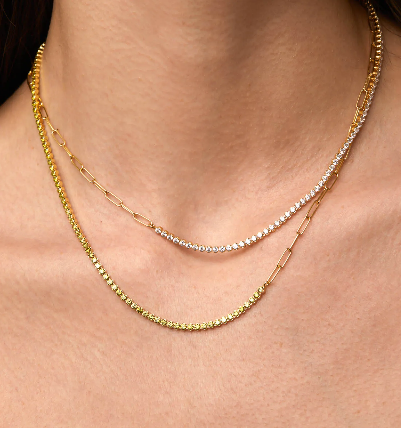 Green Tennis Necklace - August Birthstone