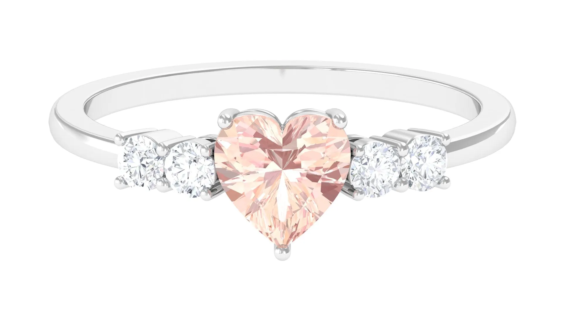 Heart Shape Morganite Solitaire Promise Ring with Diamond