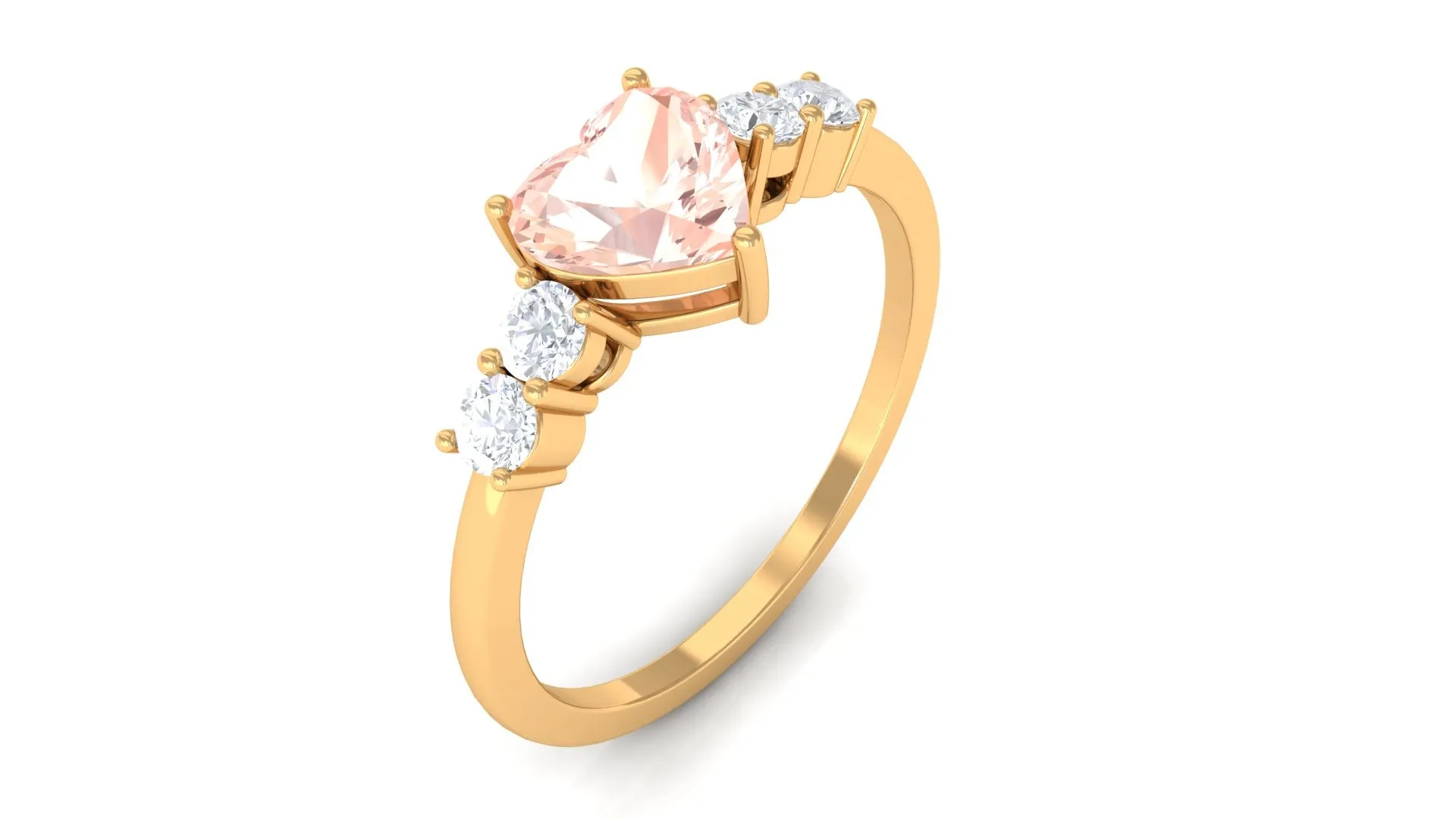 Heart Shape Morganite Solitaire Promise Ring with Diamond