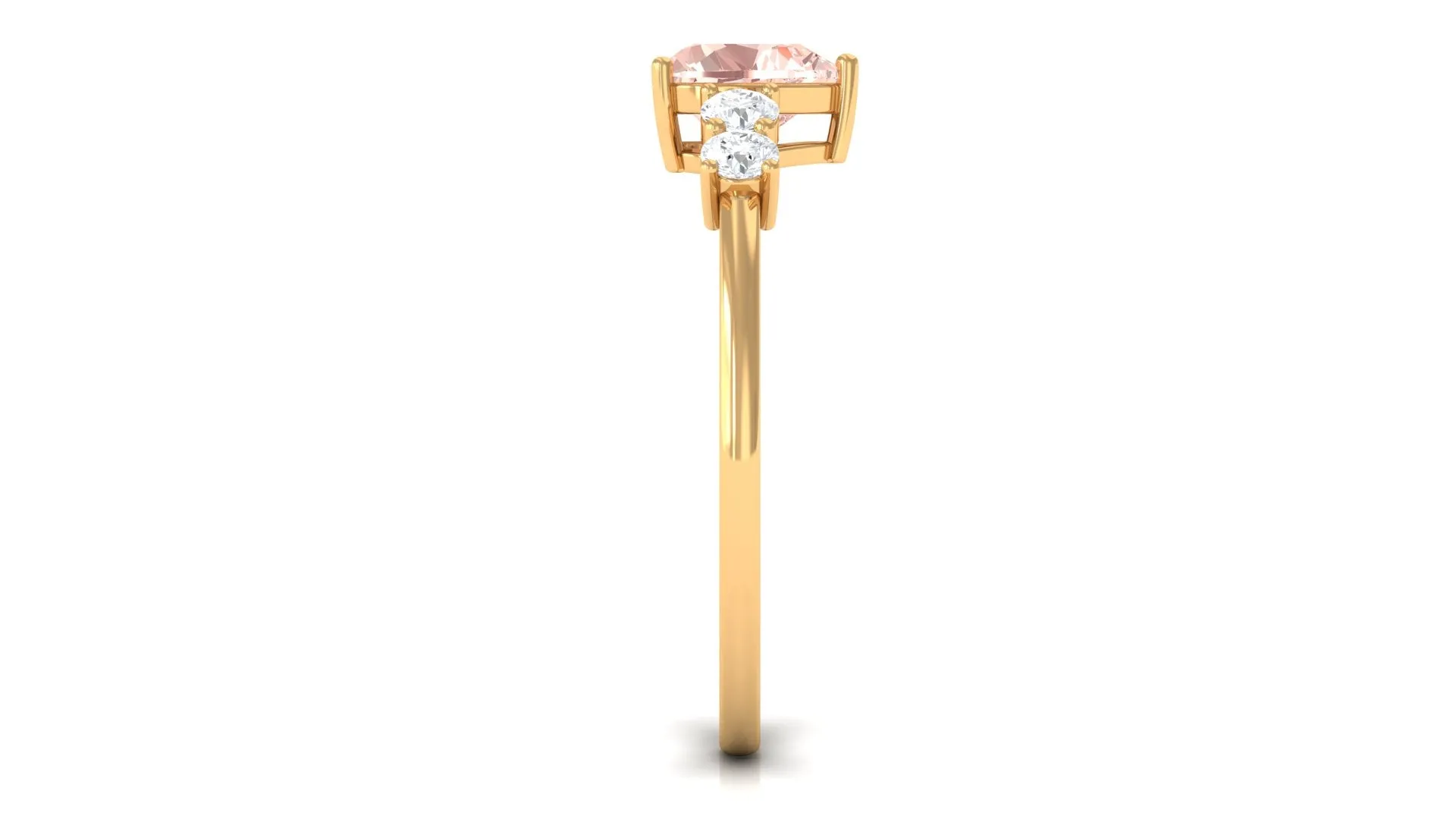 Heart Shape Morganite Solitaire Promise Ring with Diamond