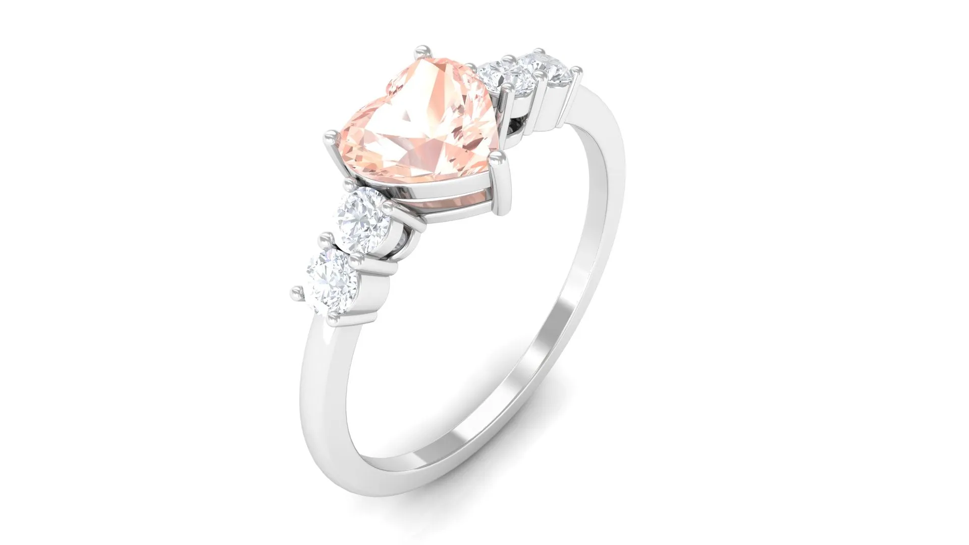 Heart Shape Morganite Solitaire Promise Ring with Diamond