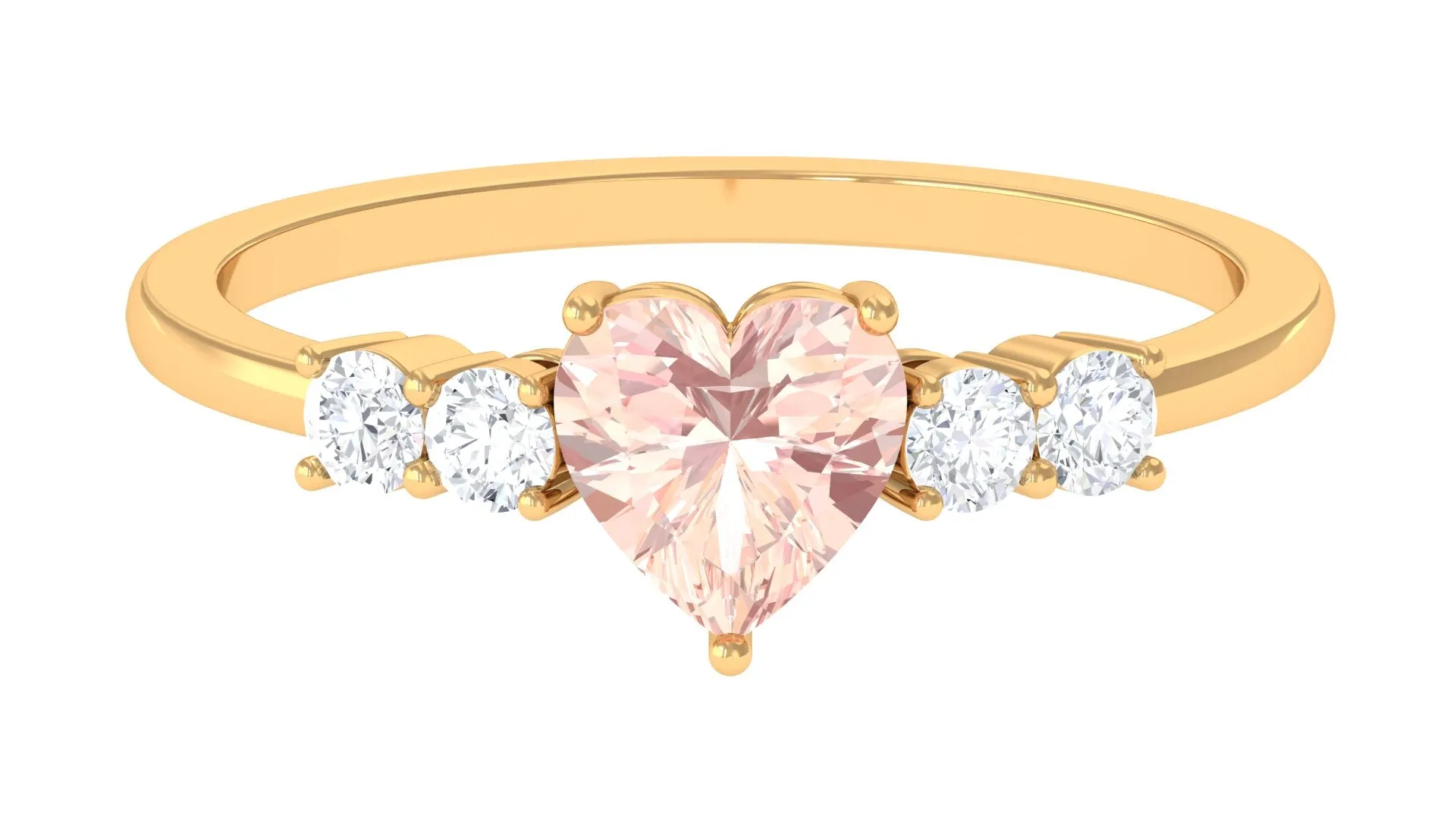 Heart Shape Morganite Solitaire Promise Ring with Diamond