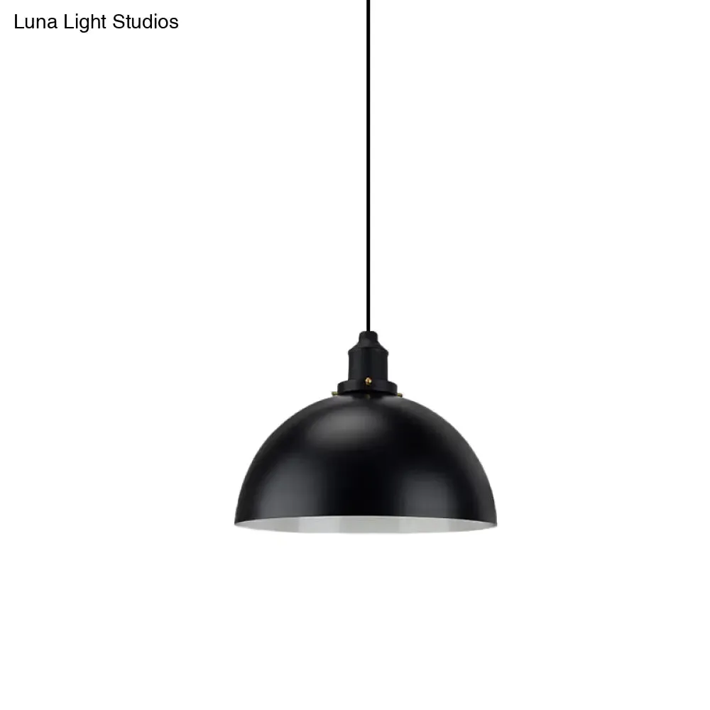 Iron Pendant Lighting: Industrial Dome Shade, Black Finish