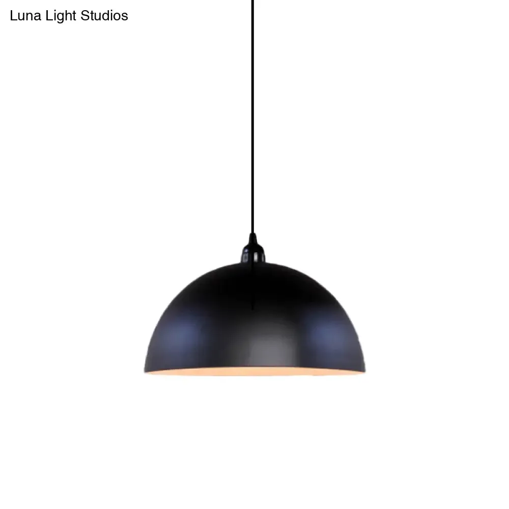 Iron Pendant Lighting: Industrial Dome Shade, Black Finish