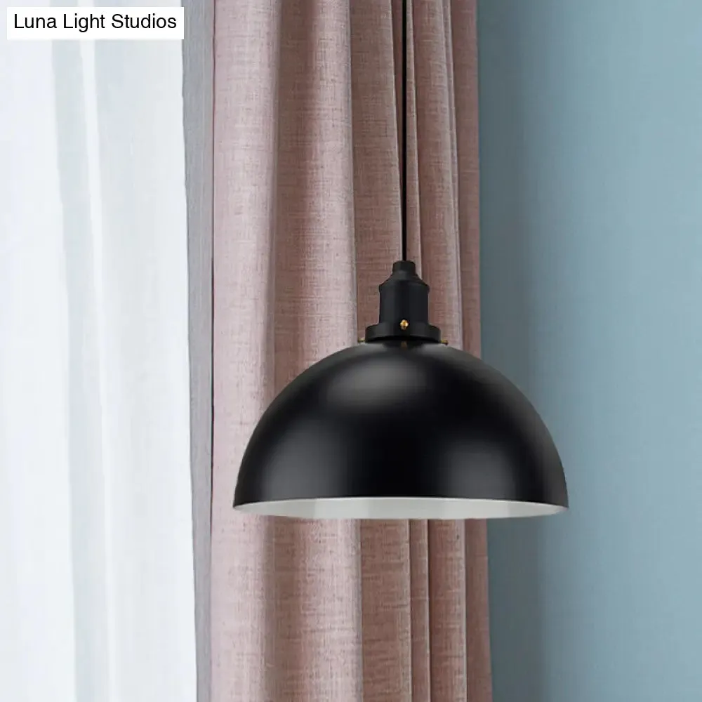 Iron Pendant Lighting: Industrial Dome Shade, Black Finish