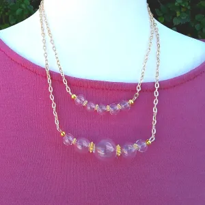 Layered Modern Hand Blown Glass Bubble Necklace Set in Gold or Silver Plate Chain