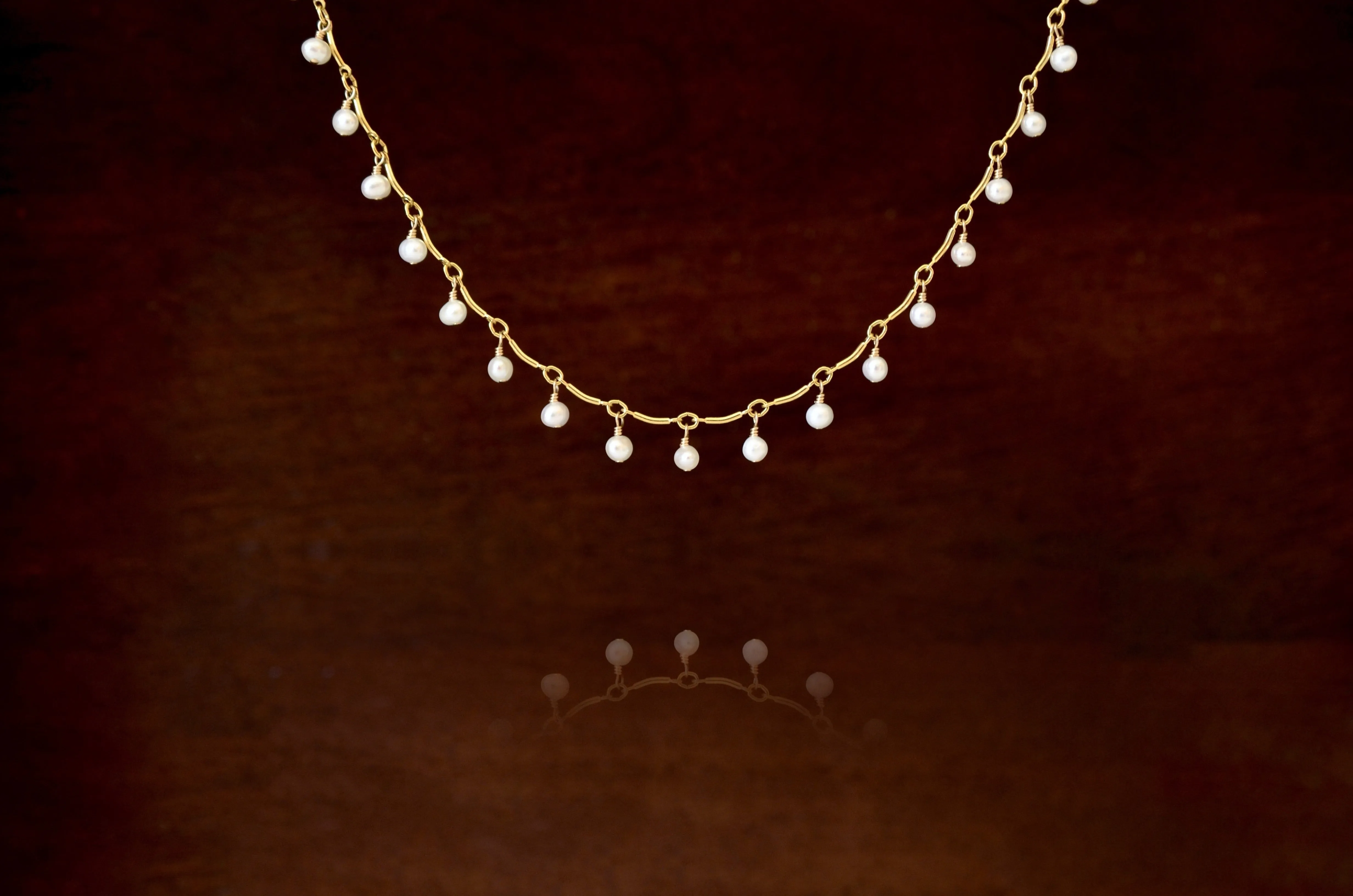 Leticia - White Freshwater Pearl, 14k Gold Filled “Choker” Necklace