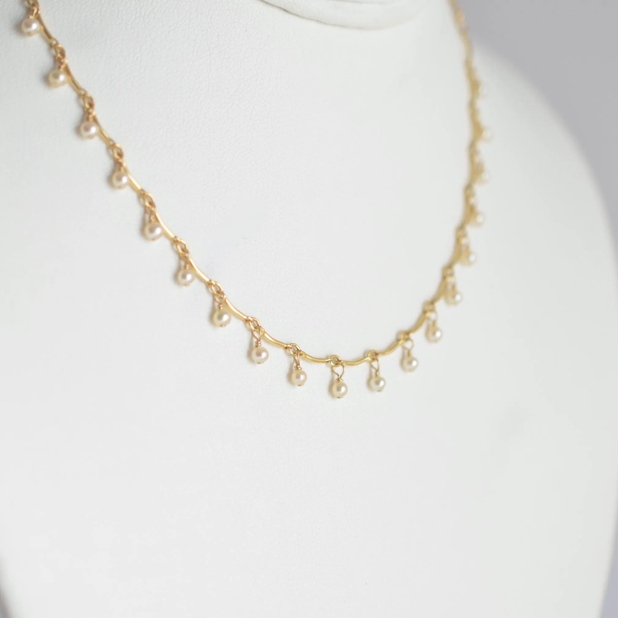 Leticia - White Freshwater Pearl, 14k Gold Filled “Choker” Necklace