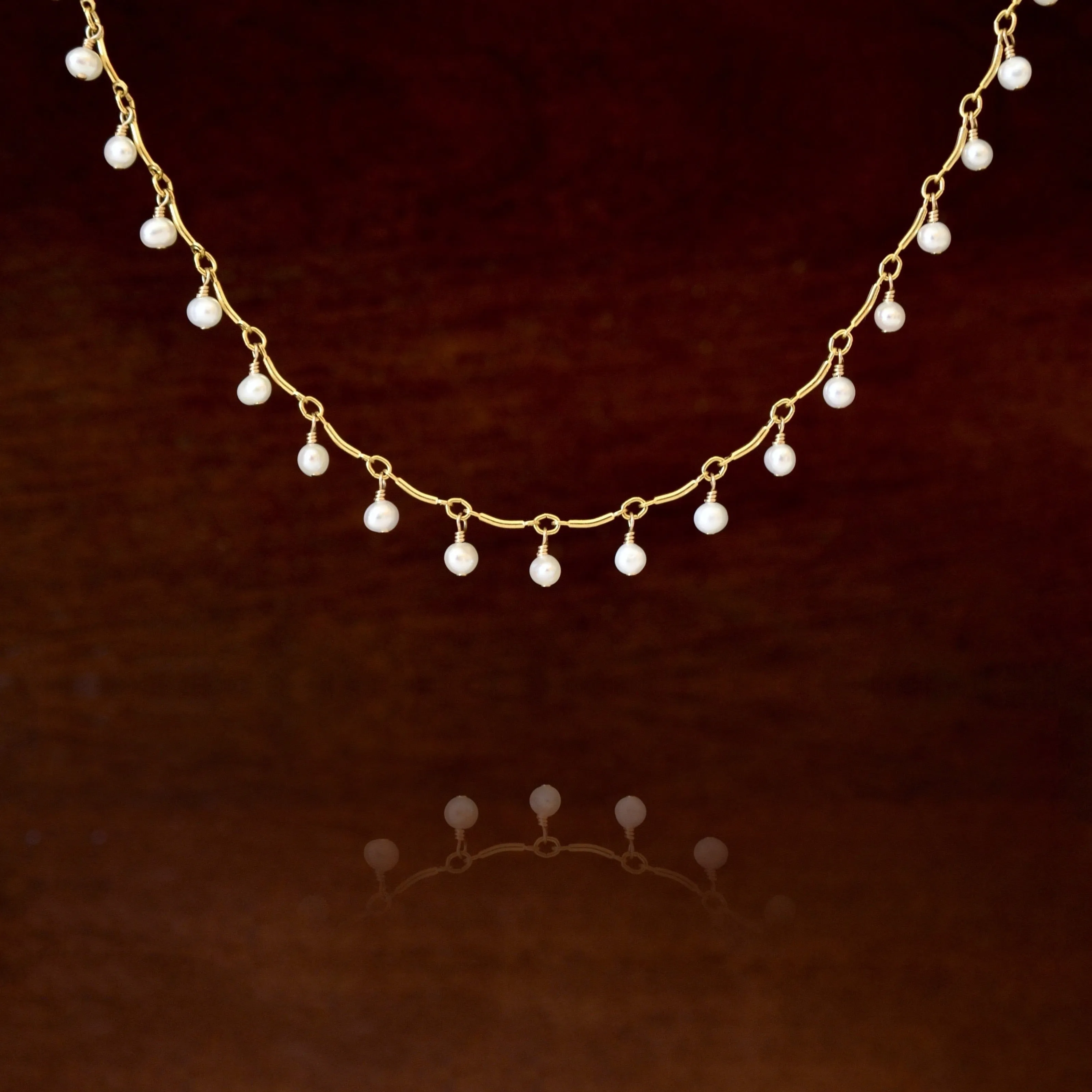 Leticia - White Freshwater Pearl, 14k Gold Filled “Choker” Necklace