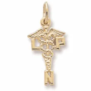 Licensed Practical Nurse Charm in Yellow Gold Plated