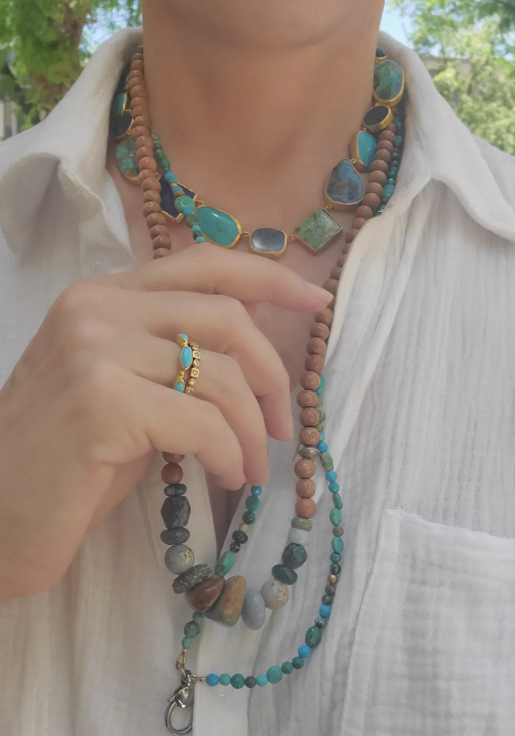 Lika Behar 24KYG Ocean Lapis and Turquoise Necklace