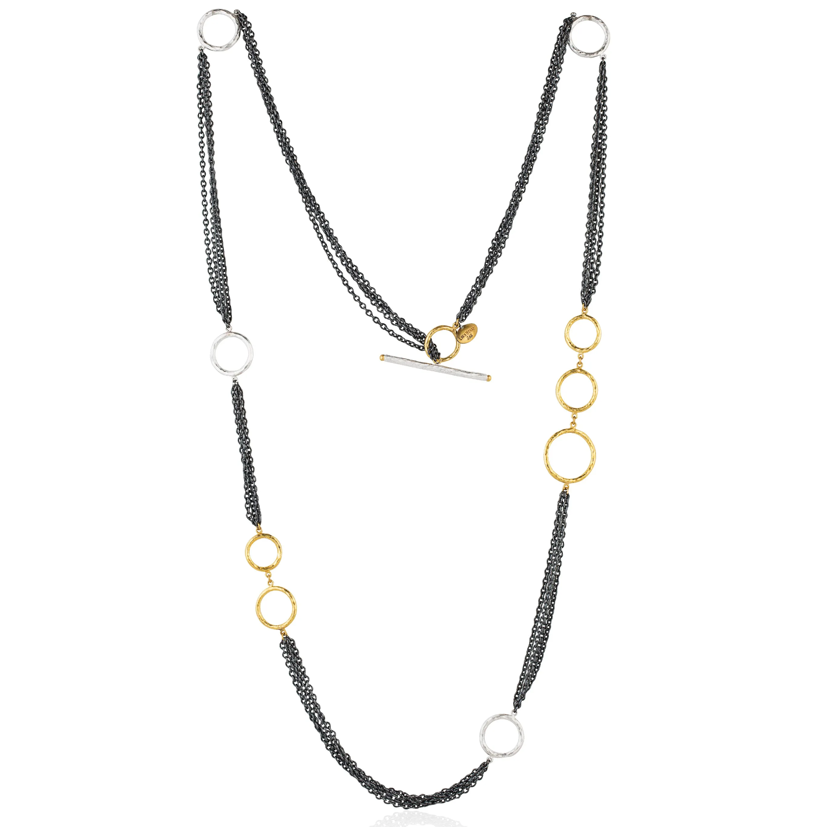 Lika Behar Bubbles Multichain Necklace in Sterling Silver & 24K Gold 36 BUB-N-115-GXSIL-33