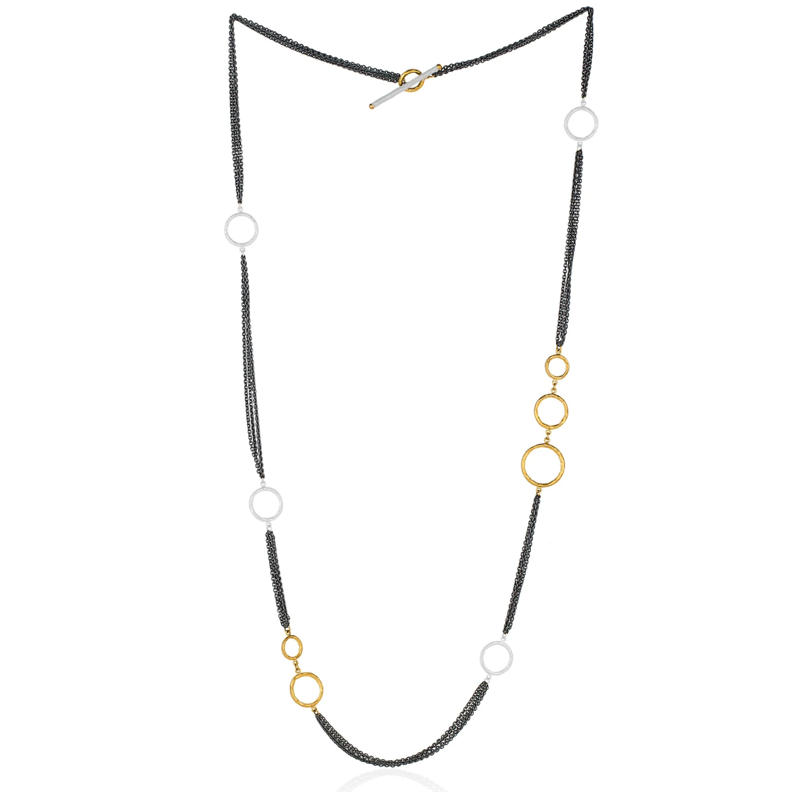 Lika Behar Bubbles Multichain Necklace in Sterling Silver & 24K Gold 36 BUB-N-115-GXSIL-33