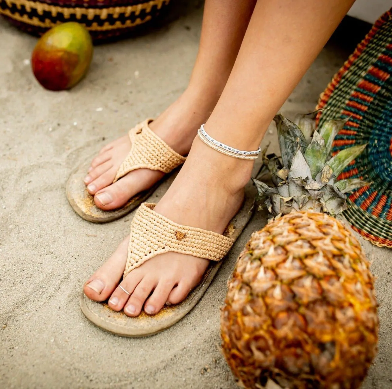 Lotus and Luna Seed Bead Anklets