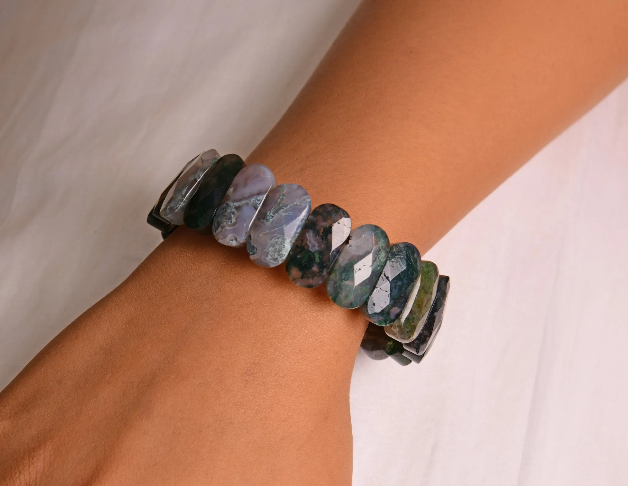 Moss Agate Flat Bracelet