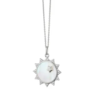 Mother of Pearl Sapphire "Happiness" Sun Charm Necklace