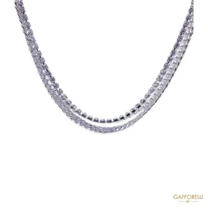 Necklace with Three Details: Pearls, Rhinestones and Choker Chain C288- Gafforelli Srl