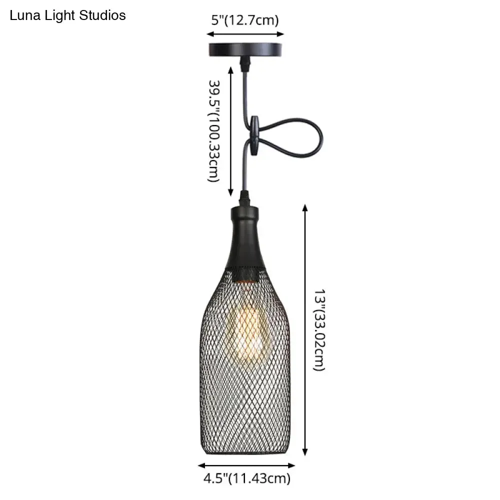 Nordic Industrial Style Wire Mesh Pendant Light for Bar - Metal Hanging Lamp with 1 Light