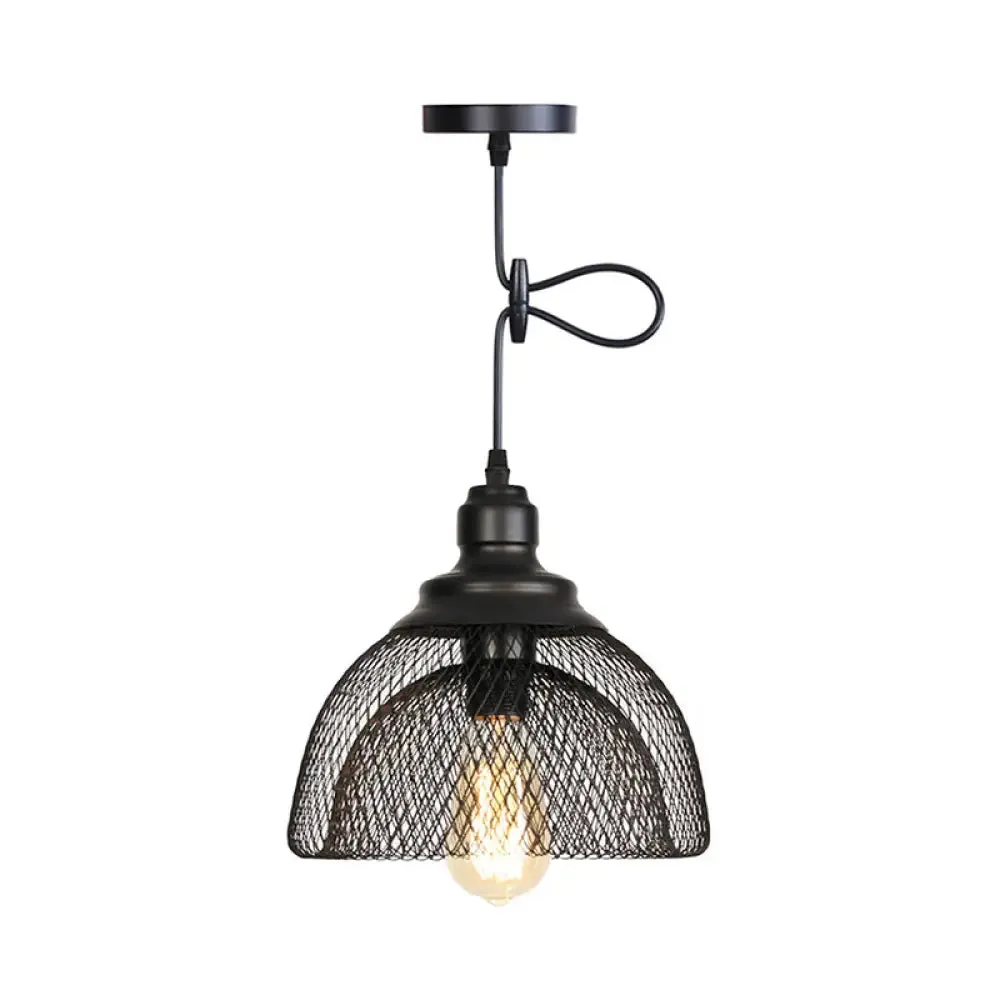 Nordic Industrial Style Wire Mesh Pendant Light for Bar - Metal Hanging Lamp with 1 Light