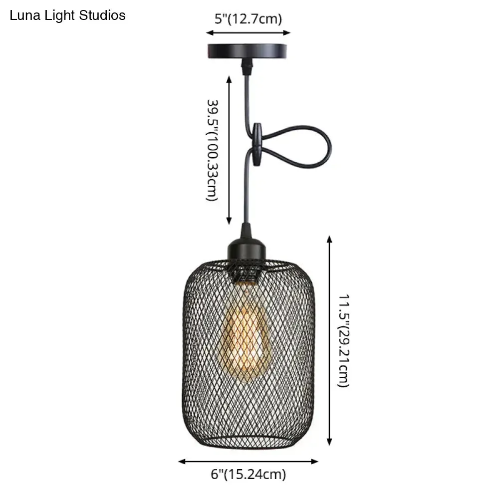 Nordic Industrial Style Wire Mesh Pendant Light for Bar - Metal Hanging Lamp with 1 Light