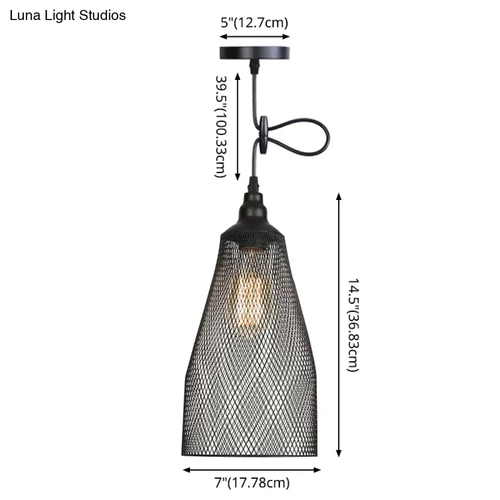 Nordic Industrial Style Wire Mesh Pendant Light for Bar - Metal Hanging Lamp with 1 Light