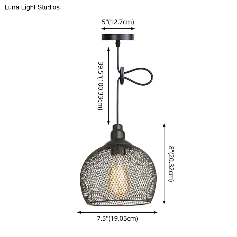 Nordic Industrial Style Wire Mesh Pendant Light for Bar - Metal Hanging Lamp with 1 Light