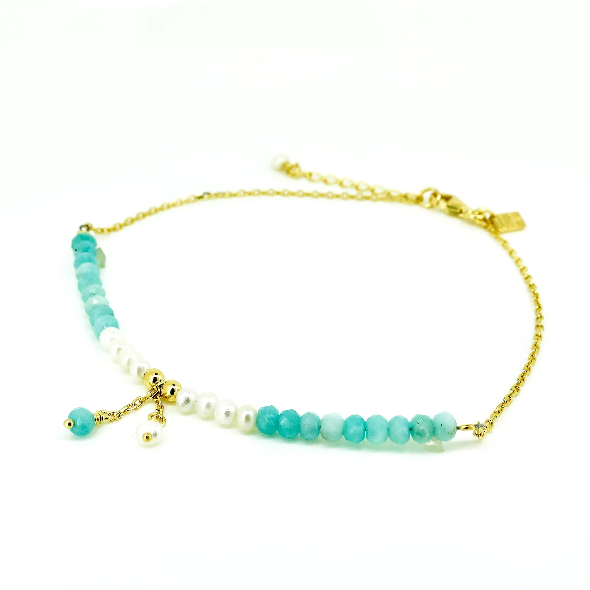 Ocean Spell Light Blue Apatite Anklet Gold