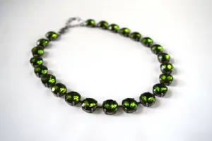 Olive Green Riviere Necklace - Medium Round