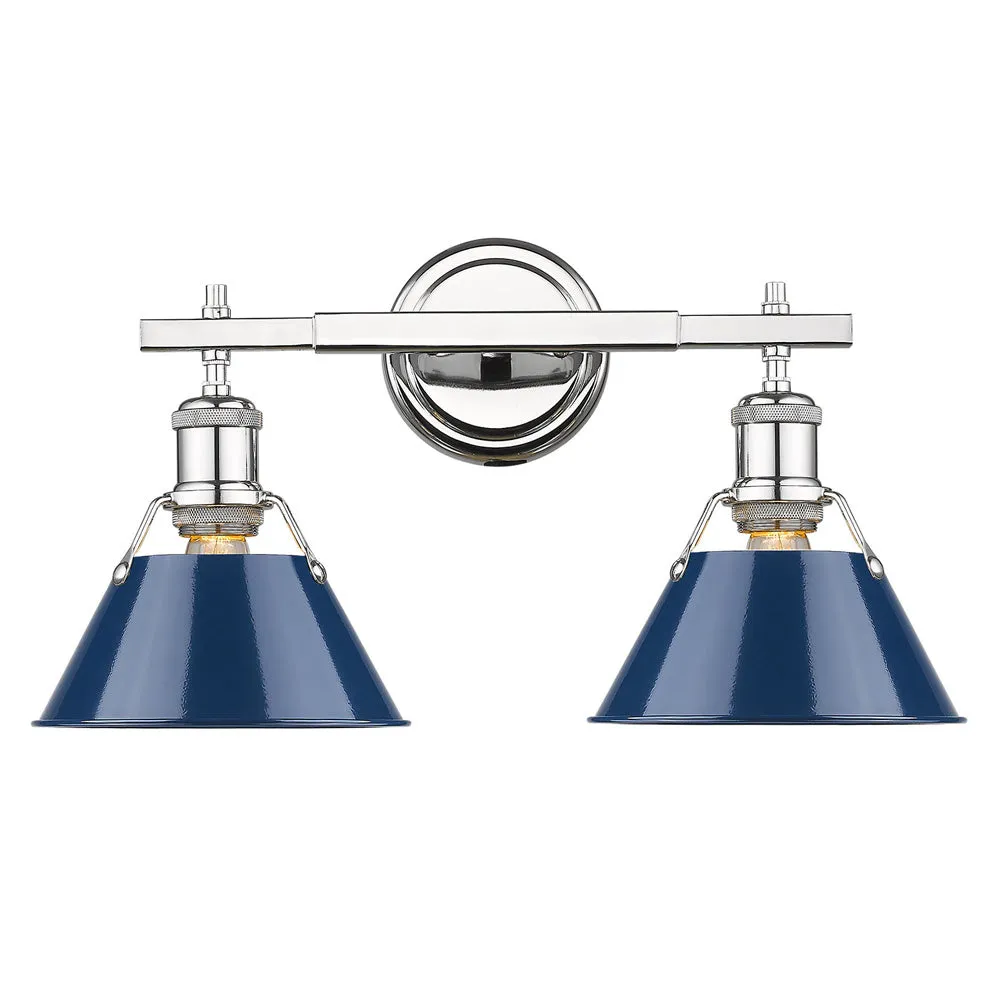 Orwell 2-Light Bath Vanity in Chrome with Navy Blue Shade