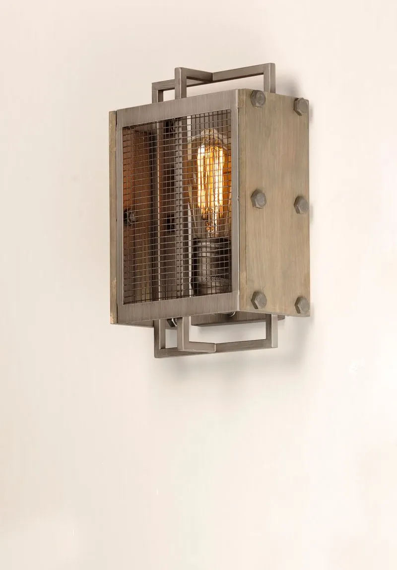 Outland 12" Single Light Wall Sconce in Barn Wood and Weathered Zinc