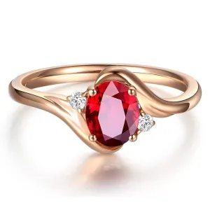 Oval Shape Ruby Rose Gold Resizable Ring