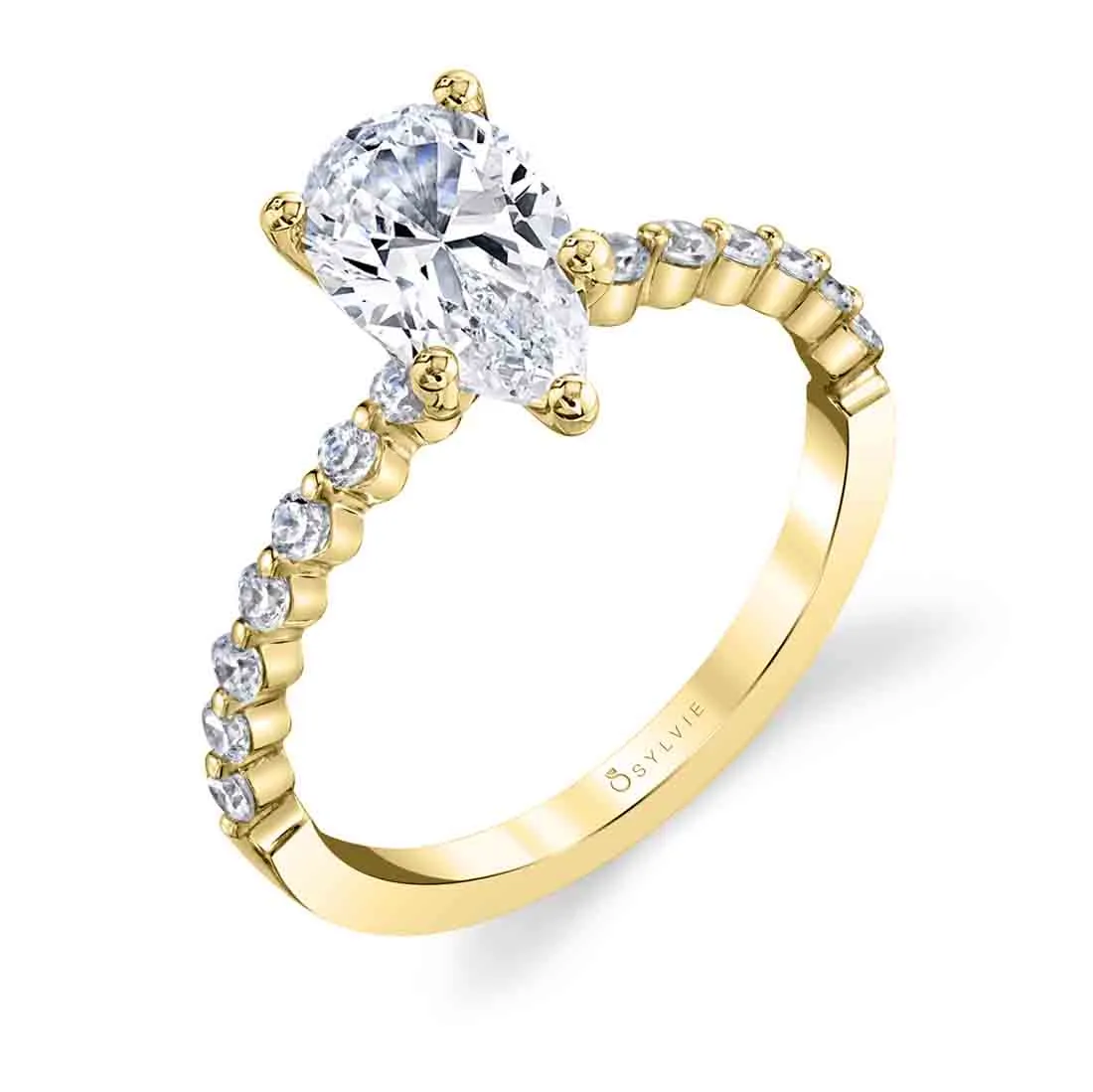 Pear Shaped Classic Engagement Ring - Athena 18k Gold Yellow