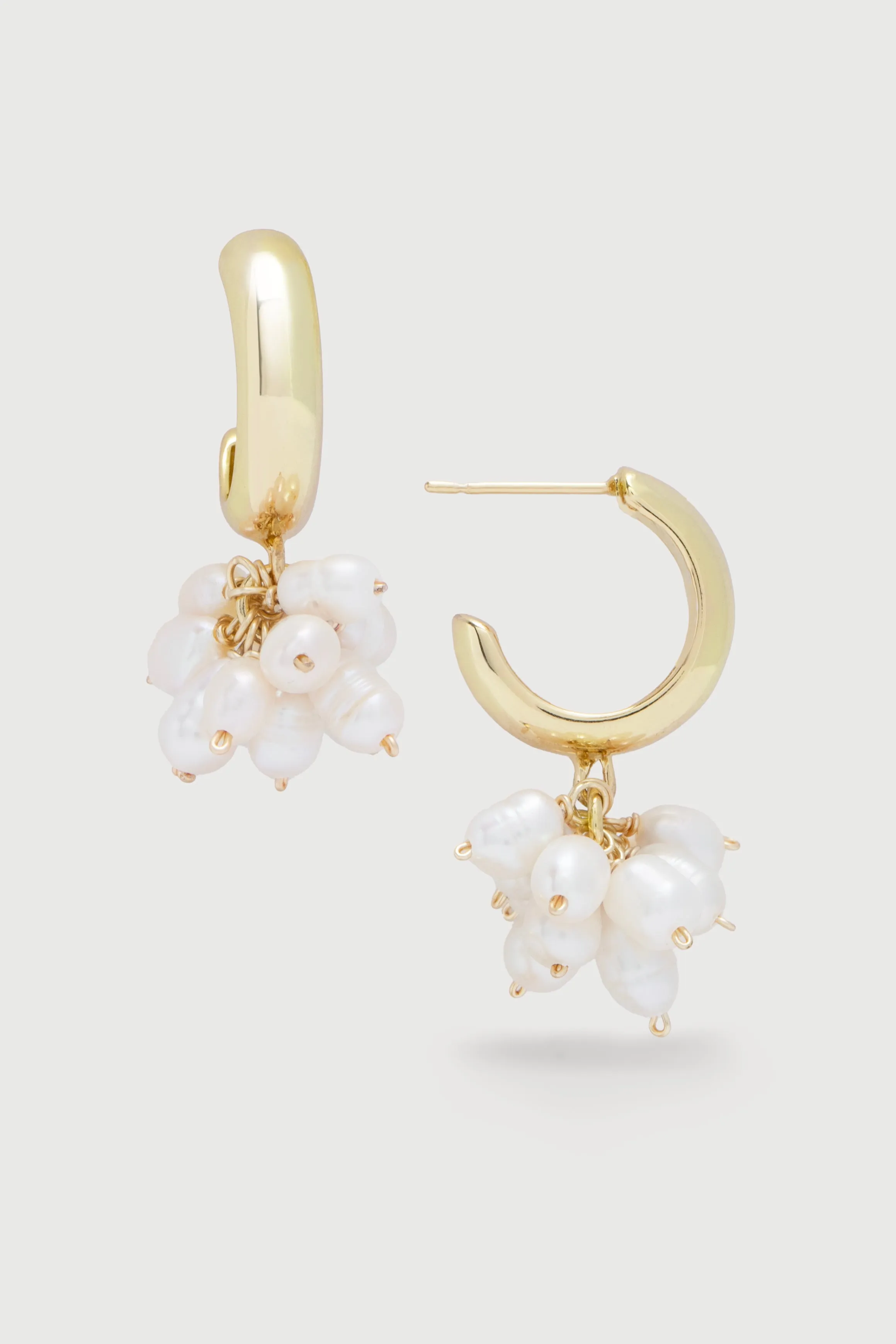 Pearl Cluster Hoop Earrings