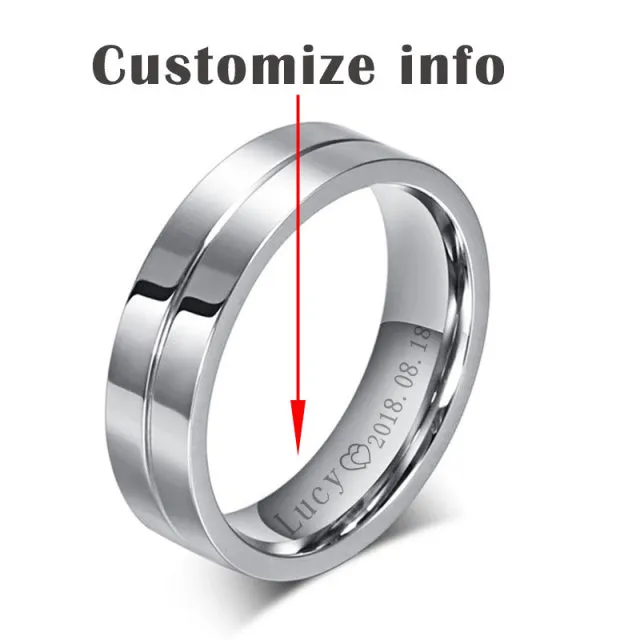 Personalised Trendy Wedding Bands Rings for Women Men Love Gift Gold Colour Stainless Steel Couple Jewellery