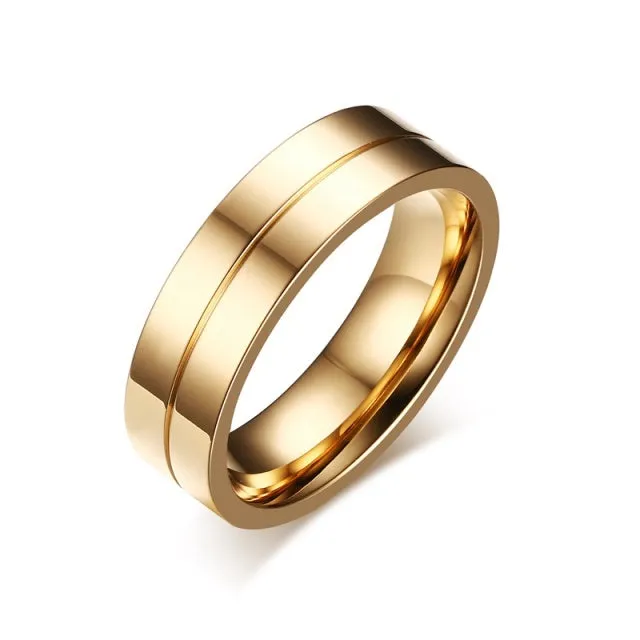 Personalised Trendy Wedding Bands Rings for Women Men Love Gift Gold Colour Stainless Steel Couple Jewellery