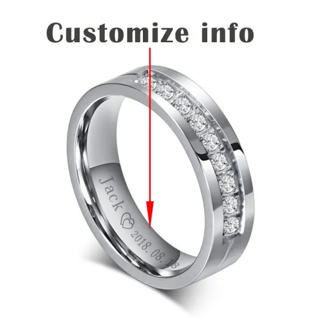 Personalised Trendy Wedding Bands Rings for Women Men Love Gift Gold Colour Stainless Steel Couple Jewellery