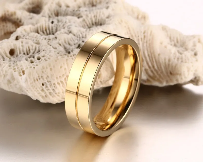 Personalised Trendy Wedding Bands Rings for Women Men Love Gift Gold Colour Stainless Steel Couple Jewellery