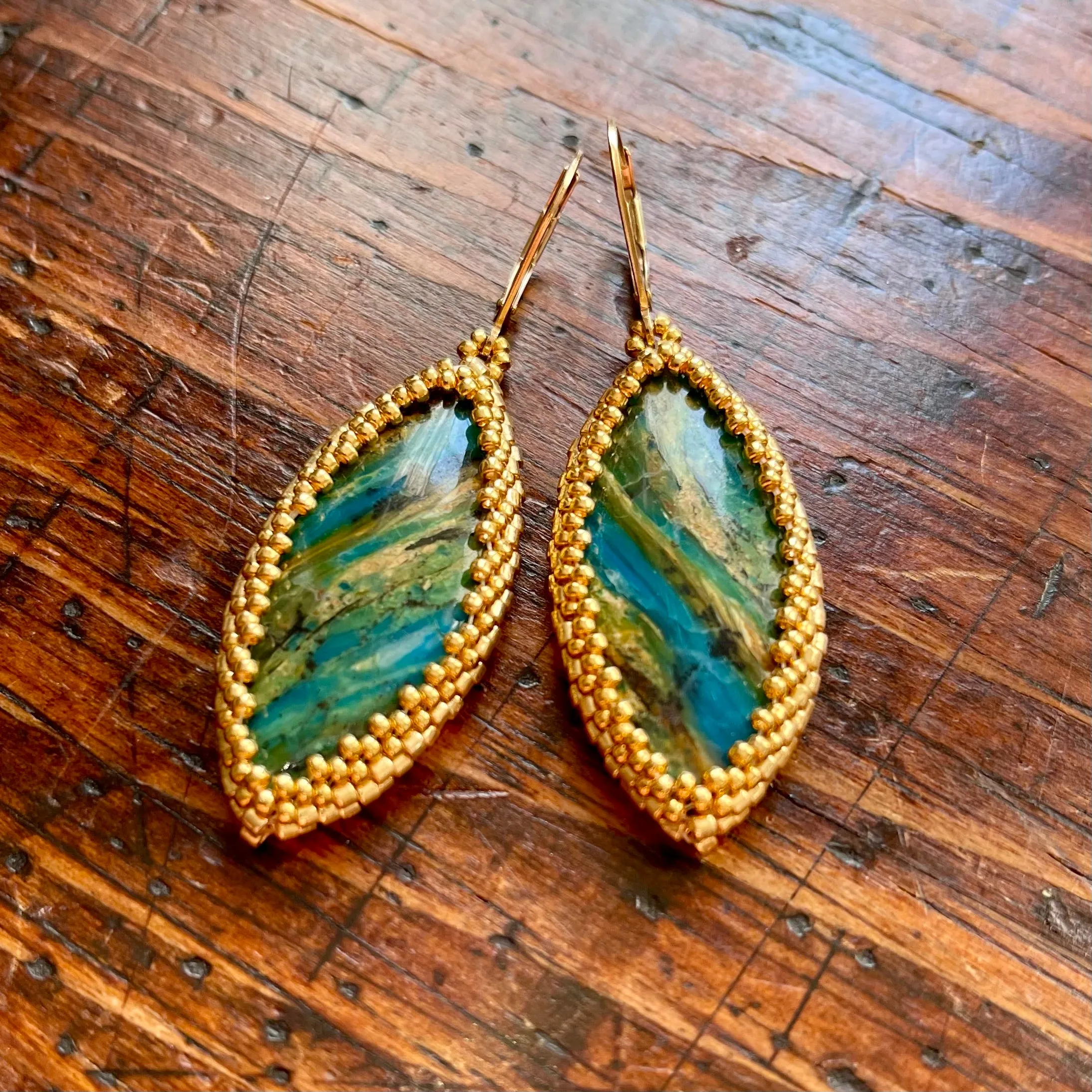 Peruvian Opalina Marquise Statement Earrings - OOAK