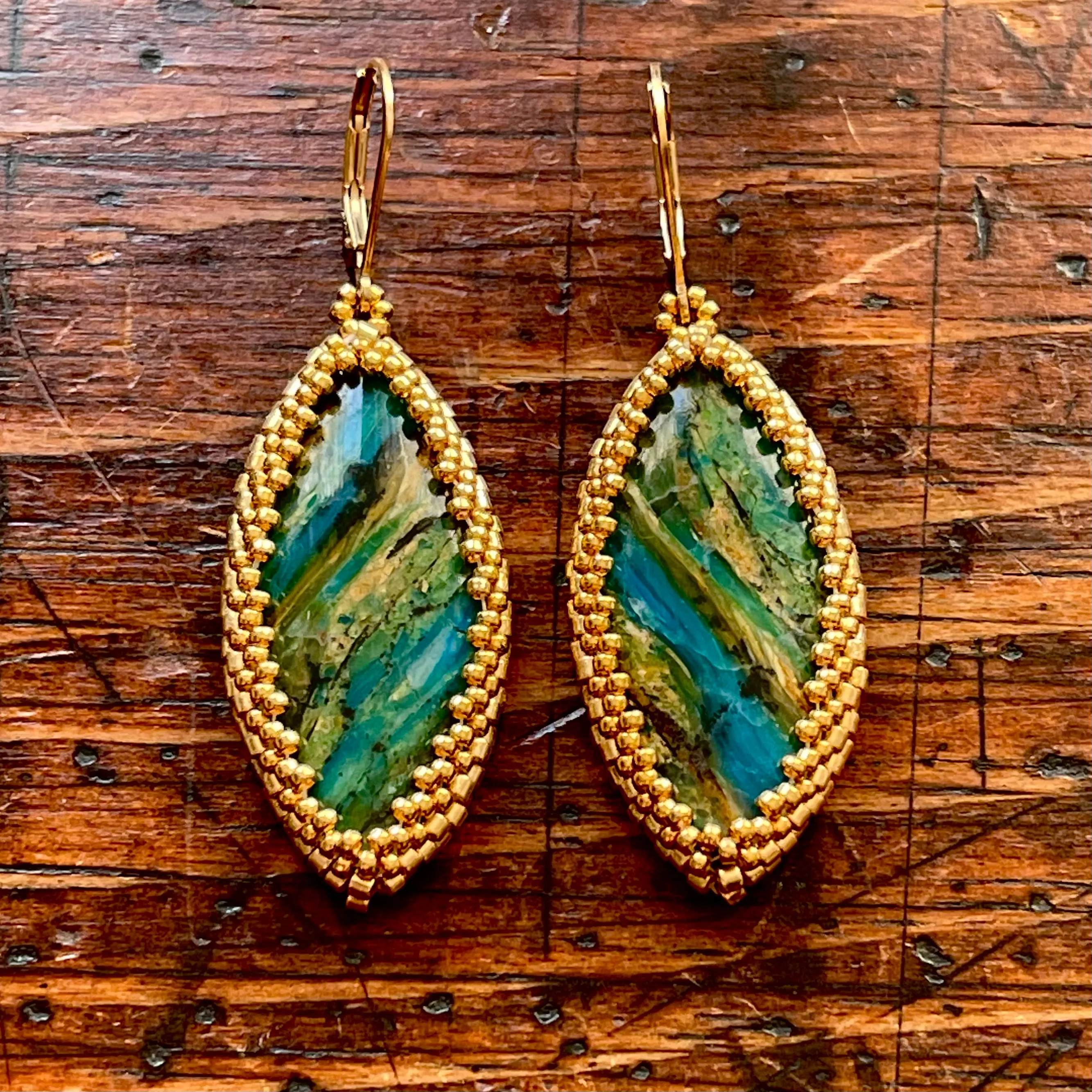 Peruvian Opalina Marquise Statement Earrings - OOAK