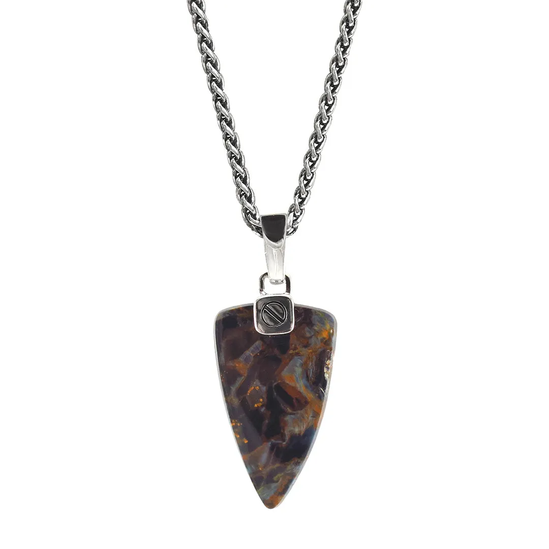 Pietersite One-of-a-Kind Arrow Pendant Sterling Silver Necklace