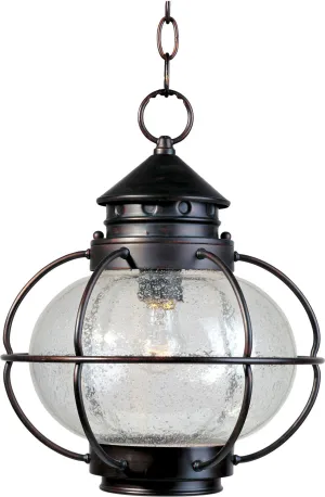 Portsmouth 1-Light Outdoor Hanging Lantern in Oil Rubbed Bronze with Seedy Glass