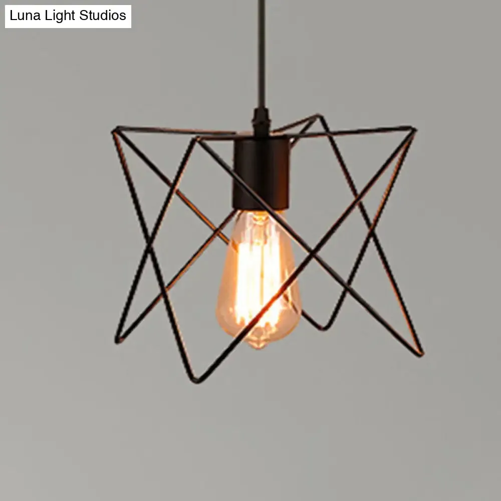 Retro Industrial Metal Cage Pendant Light Fixture - 1-Light Ceiling Hanging Fixture for Restaurants