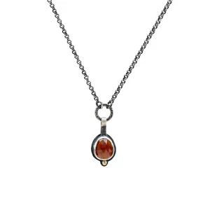 Rose Cut Spessartite Garnet Necklace - Sterling Silver   18k Gold