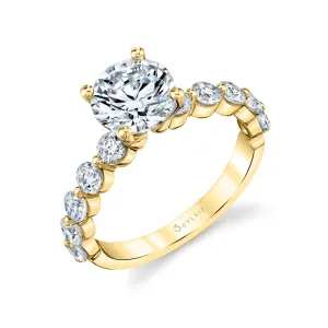 Round Cut Single Prong Engagement Ring 1.5 Ct. - Karol 14k Gold Yellow